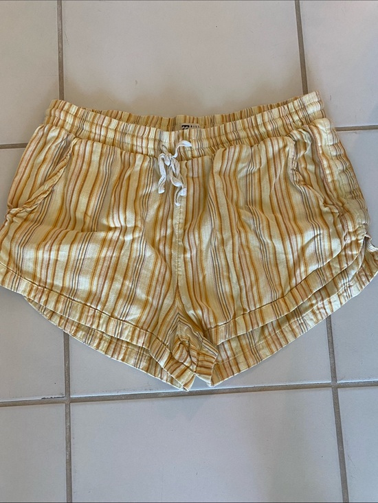 Billa Bong Pants - Women's Yellow Striped Drawstring Athletic Shorts